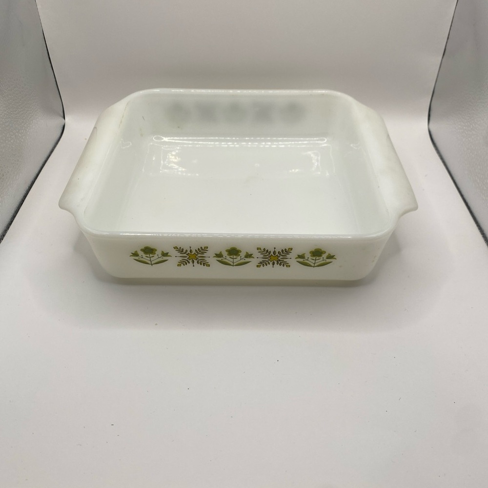 Vintage Anchor Hocking Fire-King Square Casserole #435 Meadow Green